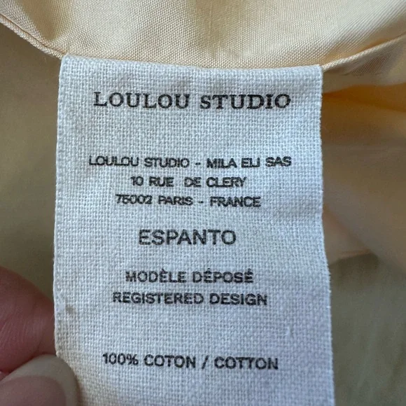 LouLou Studio Classic Long-Sleeve Button-Up Shirt in Pale Yellow size Large - Picture 9 of 10